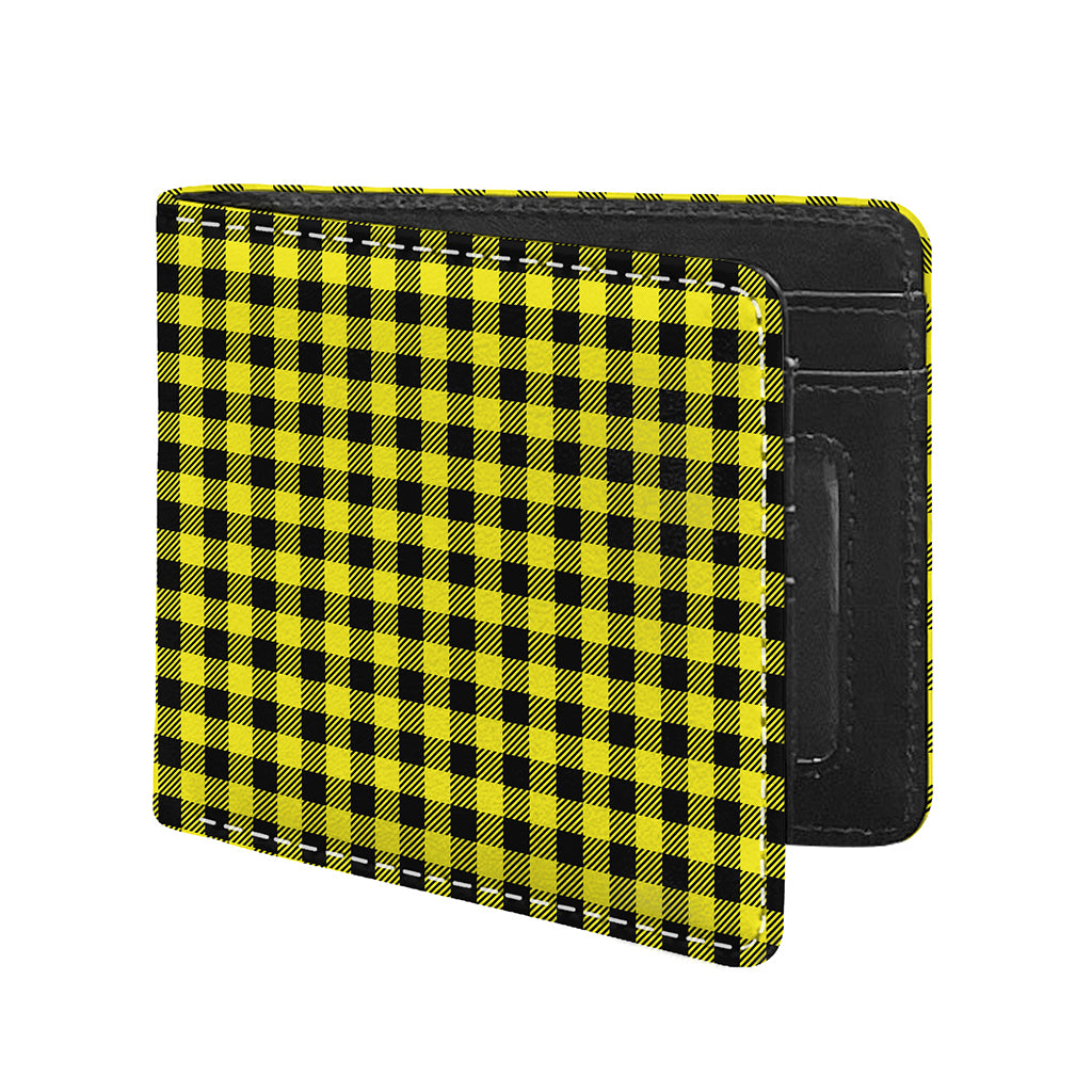 Yellow Buffalo Plaid Print Bifold Wallet