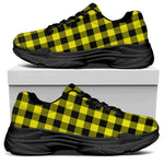 Yellow Buffalo Plaid Print Black Chunky Shoes