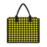 Yellow Buffalo Plaid Print Canvas Tote Bag