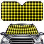 Yellow Buffalo Plaid Print Car Windshield Sun Shade