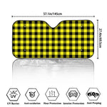 Yellow Buffalo Plaid Print Car Windshield Sun Shade