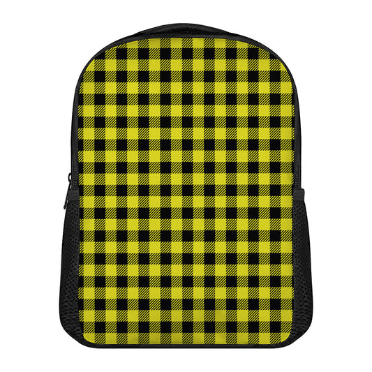 Yellow Buffalo Plaid Print Casual Backpack