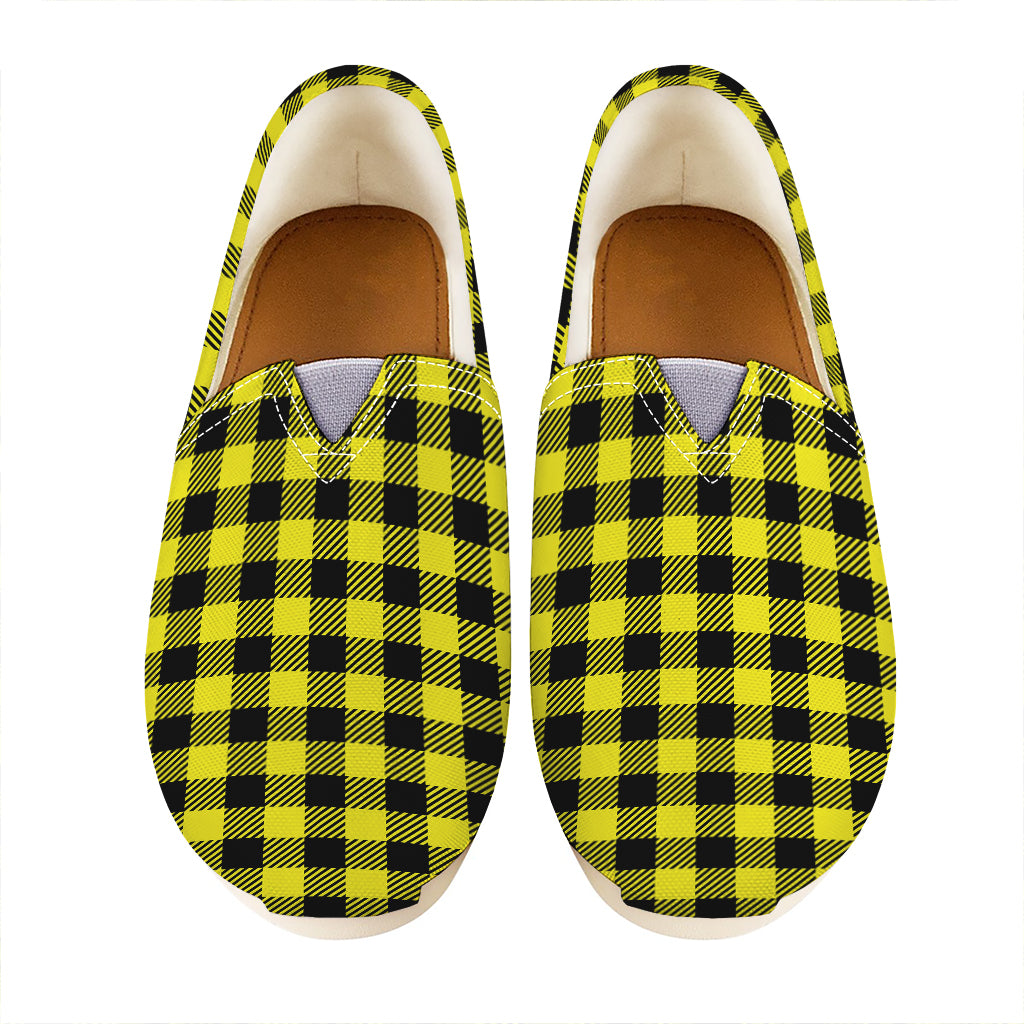 Yellow Buffalo Plaid Print Casual Shoes