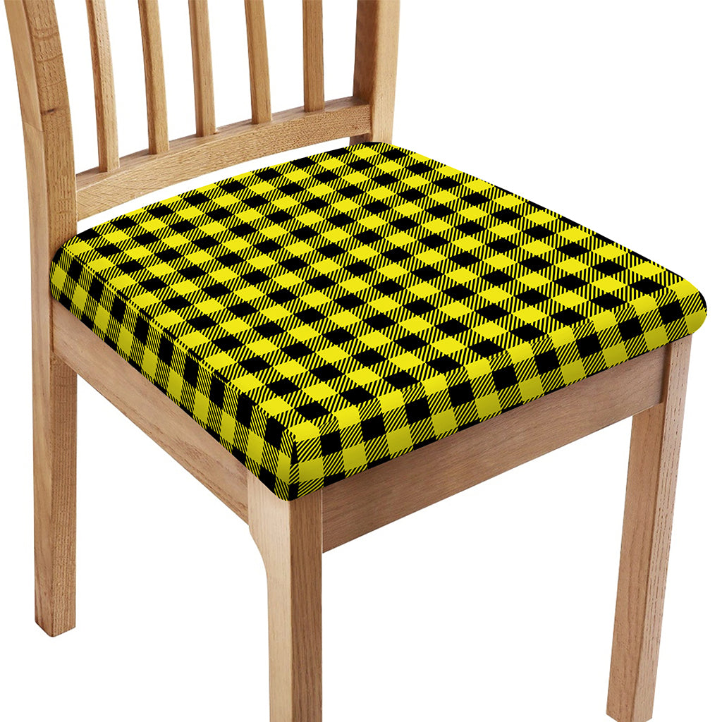 Yellow Buffalo Plaid Print Chair Cushion Cover