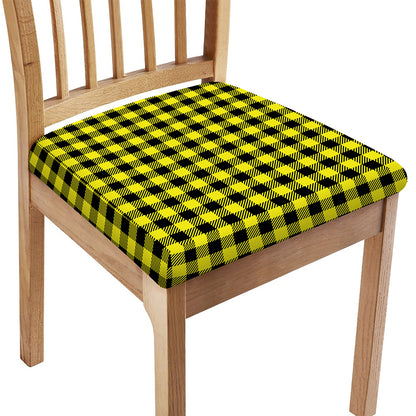 Yellow Buffalo Plaid Print Chair Cushion Cover