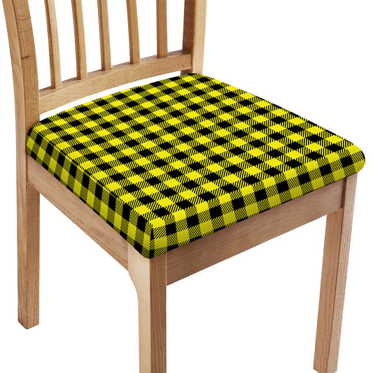 Yellow Buffalo Plaid Print Chair Cushion Cover