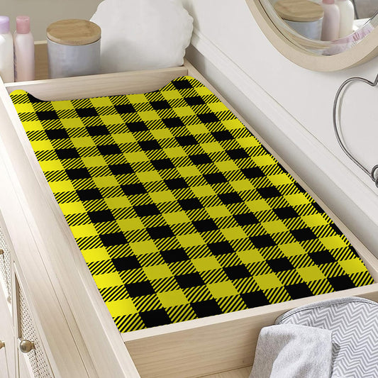 Yellow Buffalo Plaid Print Changing Pad Cover