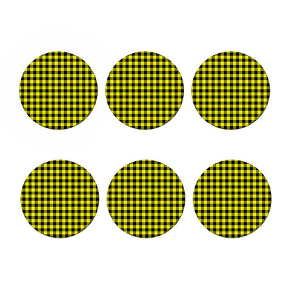 Yellow Buffalo Plaid Print Coaster Set