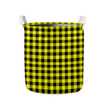 Yellow Buffalo Plaid Print Collapsible Laundry Basket