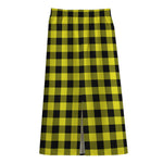 Yellow Buffalo Plaid Print Cotton Front Slit Maxi Skirt