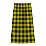 Yellow Buffalo Plaid Print Cotton Front Slit Maxi Skirt