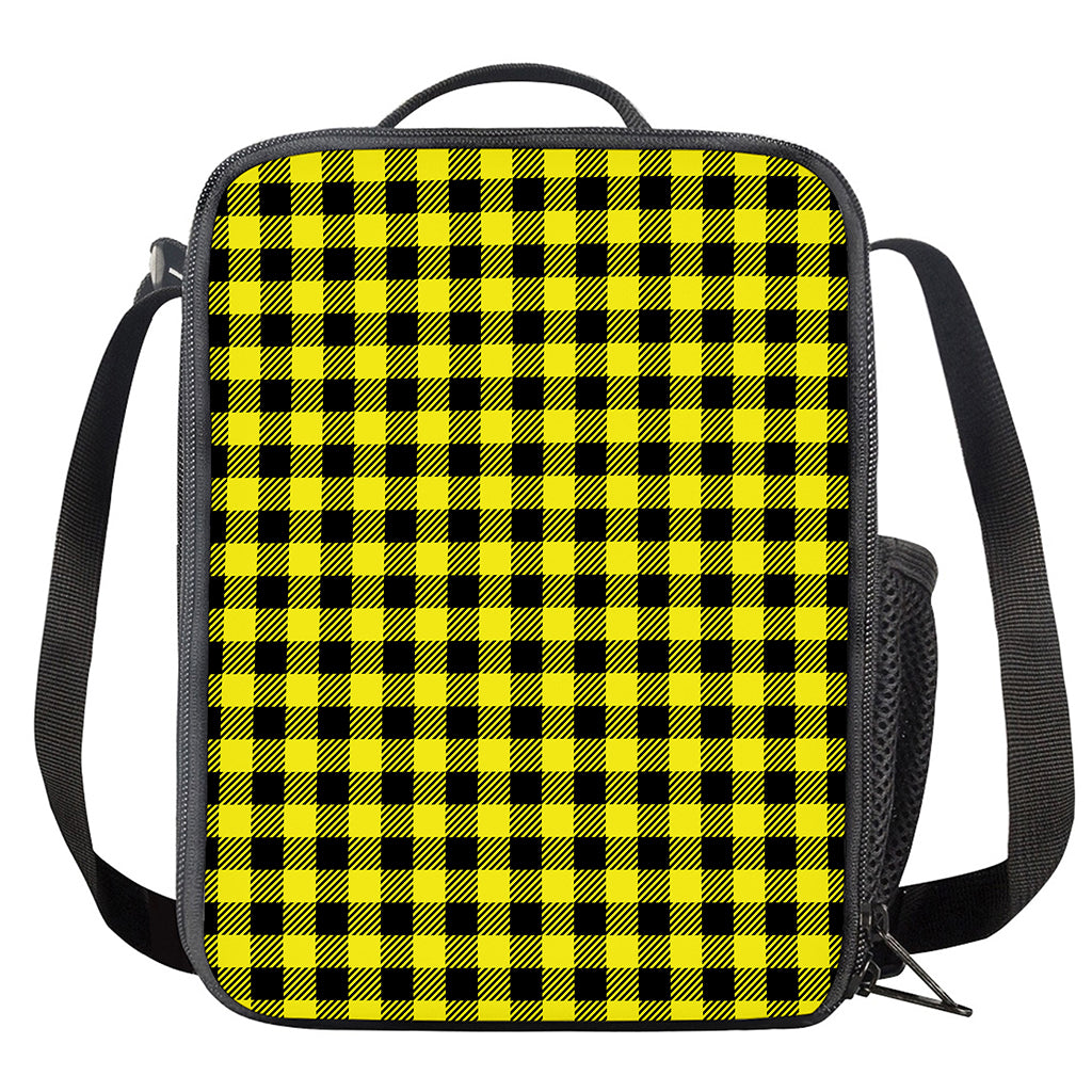Yellow Buffalo Plaid Print Crossbody Lunch Bag