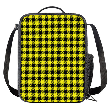 Yellow Buffalo Plaid Print Crossbody Lunch Bag
