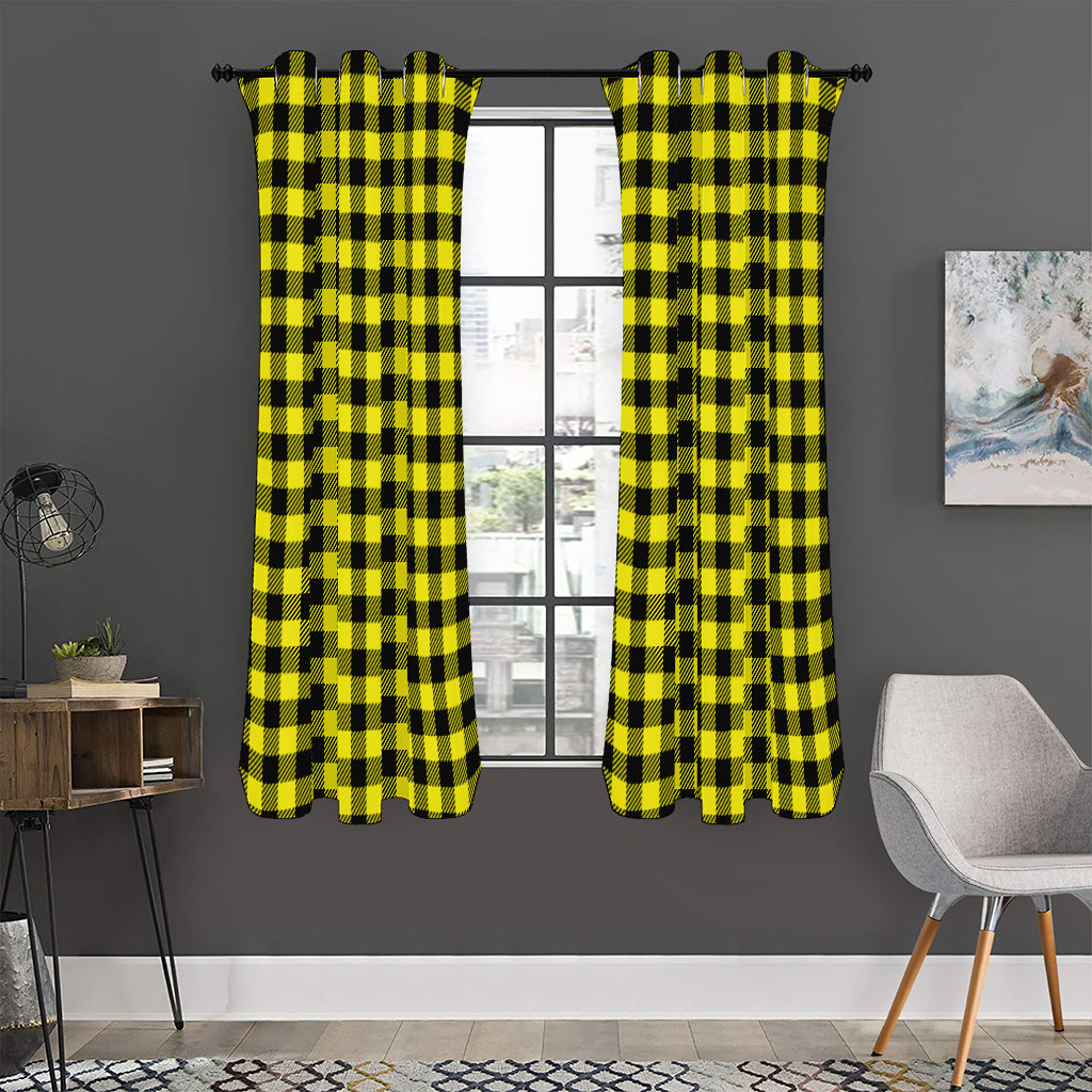 Yellow Buffalo Plaid Print Curtain