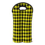 Yellow Buffalo Plaid Print Double Neoprene Wine Tote