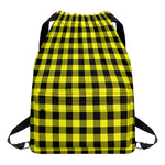 Yellow Buffalo Plaid Print Drawstring Backpack