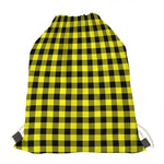 Yellow Buffalo Plaid Print Drawstring Bag