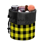 Yellow Buffalo Plaid Print Drawstring Makeup Bag