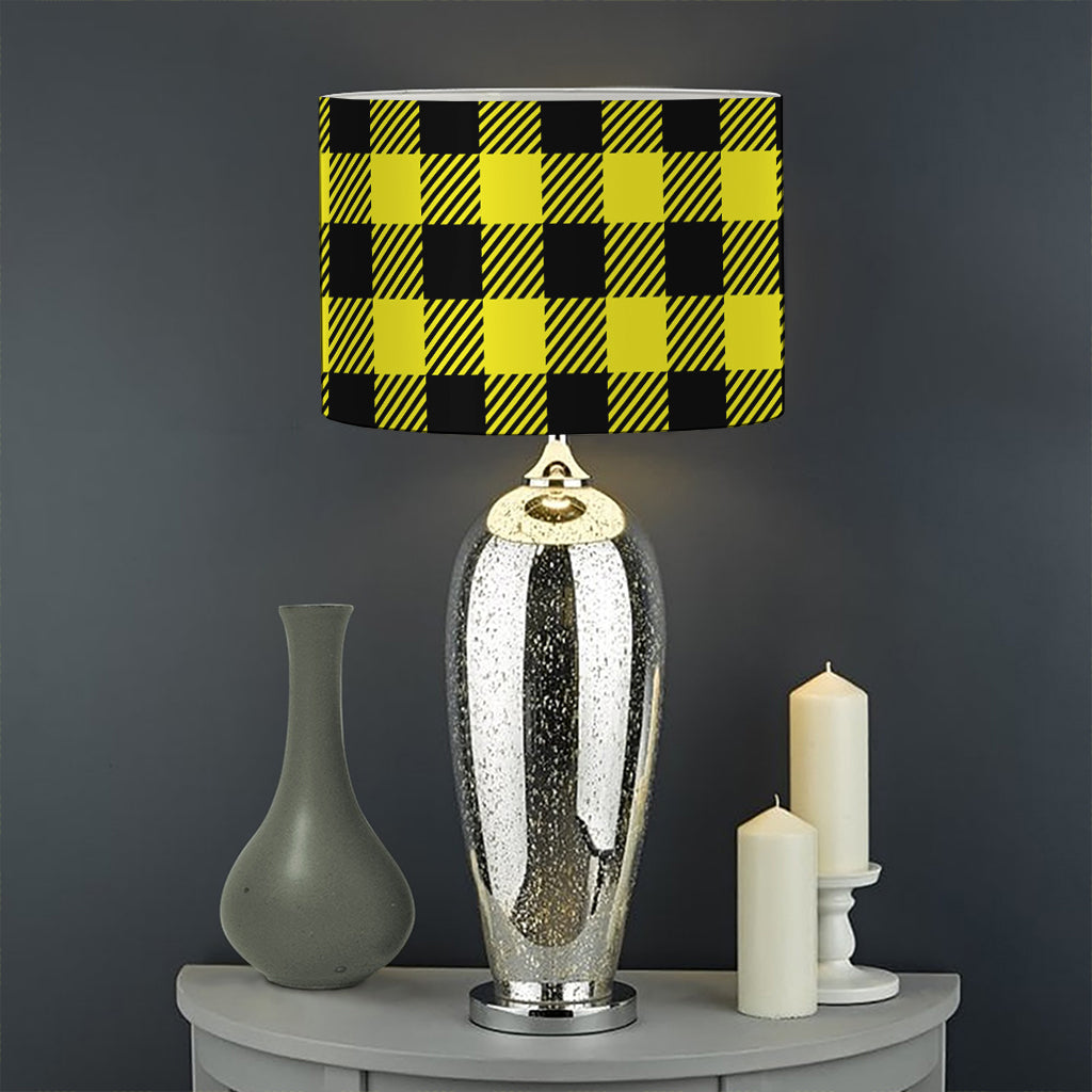 Yellow Buffalo Plaid Print Drum Lamp Shade