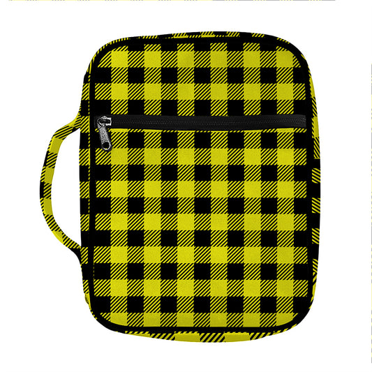 Yellow Buffalo Plaid Print Front Pocket Bible Bag