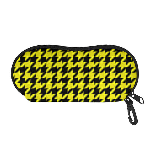 Yellow Buffalo Plaid Print Glasses Case