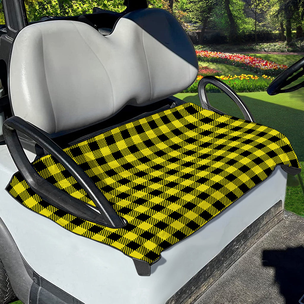 Yellow Buffalo Plaid Print Golf Cart Seat Cover