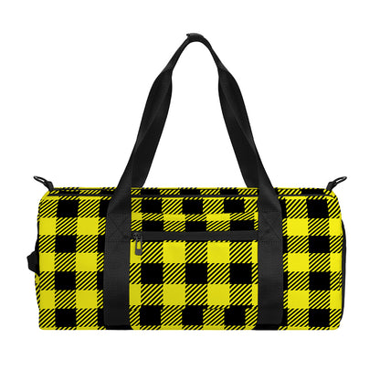 Yellow Buffalo Plaid Print Gym Bag