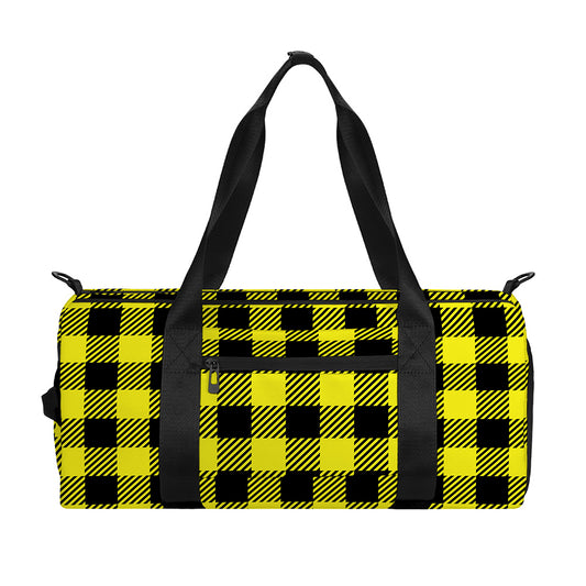 Yellow Buffalo Plaid Print Gym Bag