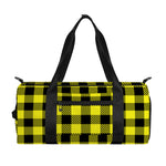 Yellow Buffalo Plaid Print Gym Bag