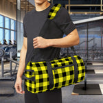 Yellow Buffalo Plaid Print Gym Bag