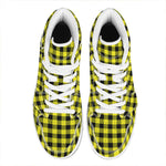 Yellow Buffalo Plaid Print High Top Leather Sneakers