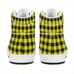 Yellow Buffalo Plaid Print High Top Leather Sneakers