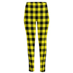 Yellow Buffalo Plaid Print High-Waisted Pocket Leggings