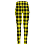Yellow Buffalo Plaid Print High-Waisted Pocket Leggings
