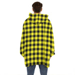 Yellow Buffalo Plaid Print Hoodie Blanket