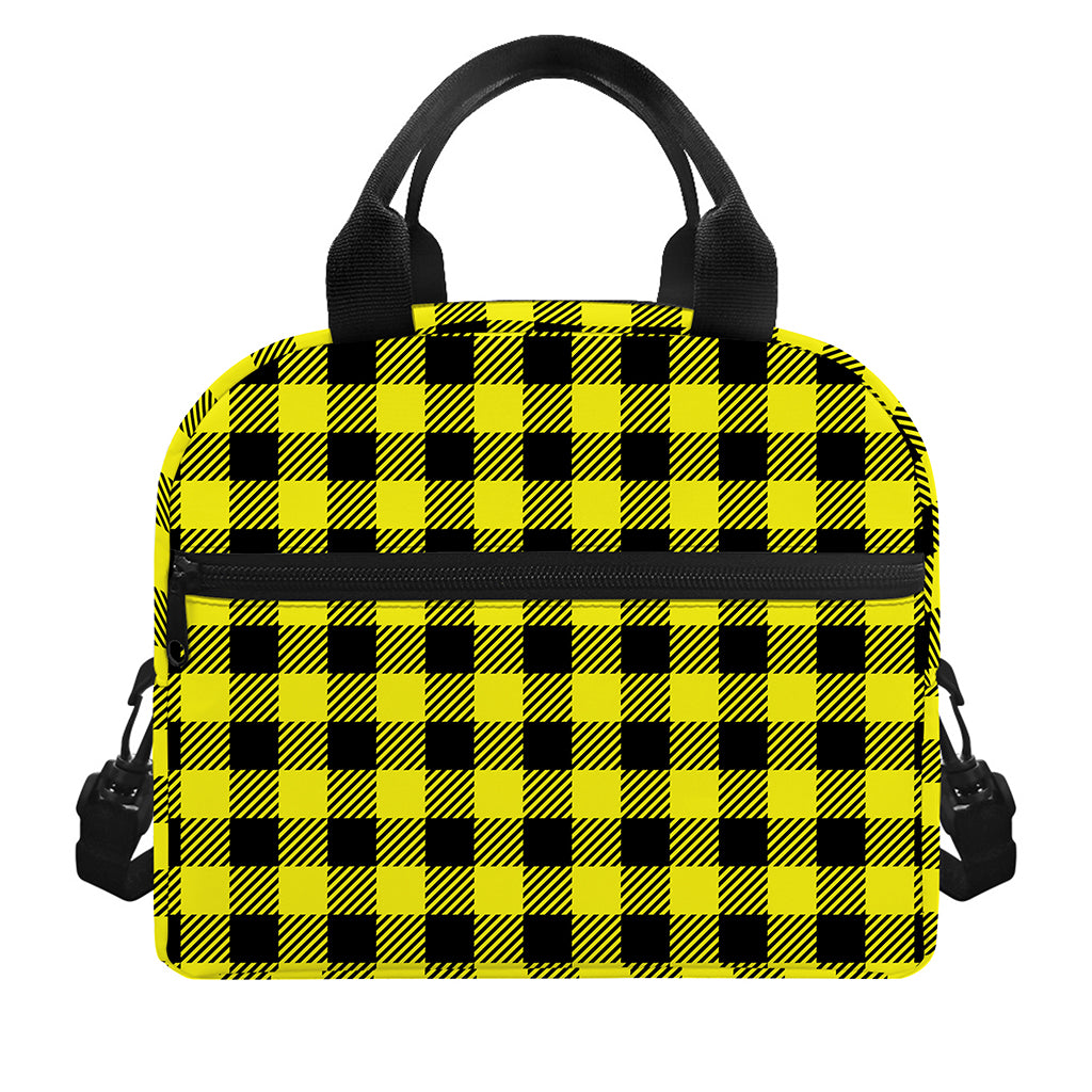 Yellow Buffalo Plaid Print Insulated Lunch Bag