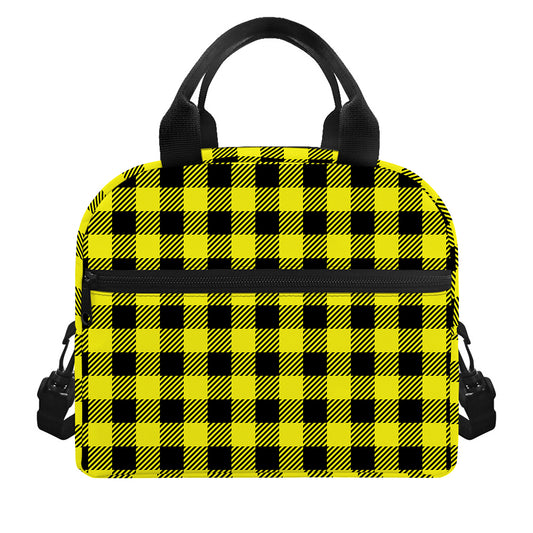Yellow Buffalo Plaid Print Insulated Lunch Bag