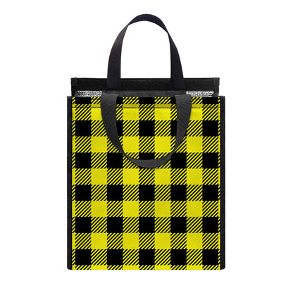 Yellow Buffalo Plaid Print Insulated Lunch Tote