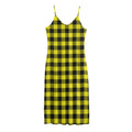 Yellow Buffalo Plaid Print Jersey Midi Cami Dress