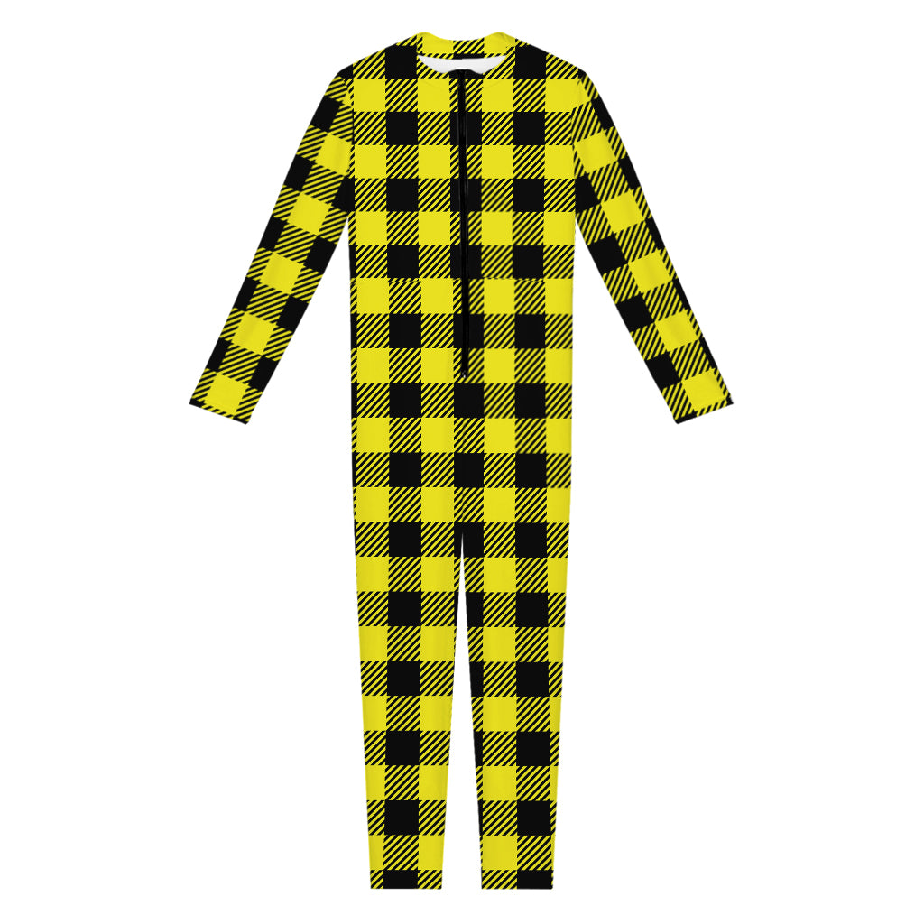 Yellow Buffalo Plaid Print Jumpsuit