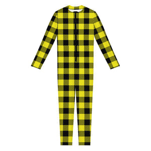 Yellow Buffalo Plaid Print Jumpsuit