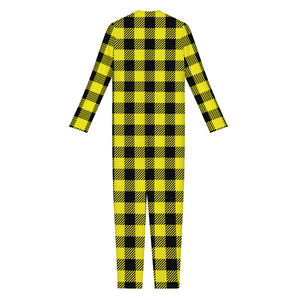 Yellow Buffalo Plaid Print Jumpsuit