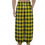 Yellow Buffalo Plaid Print Lantern Pants