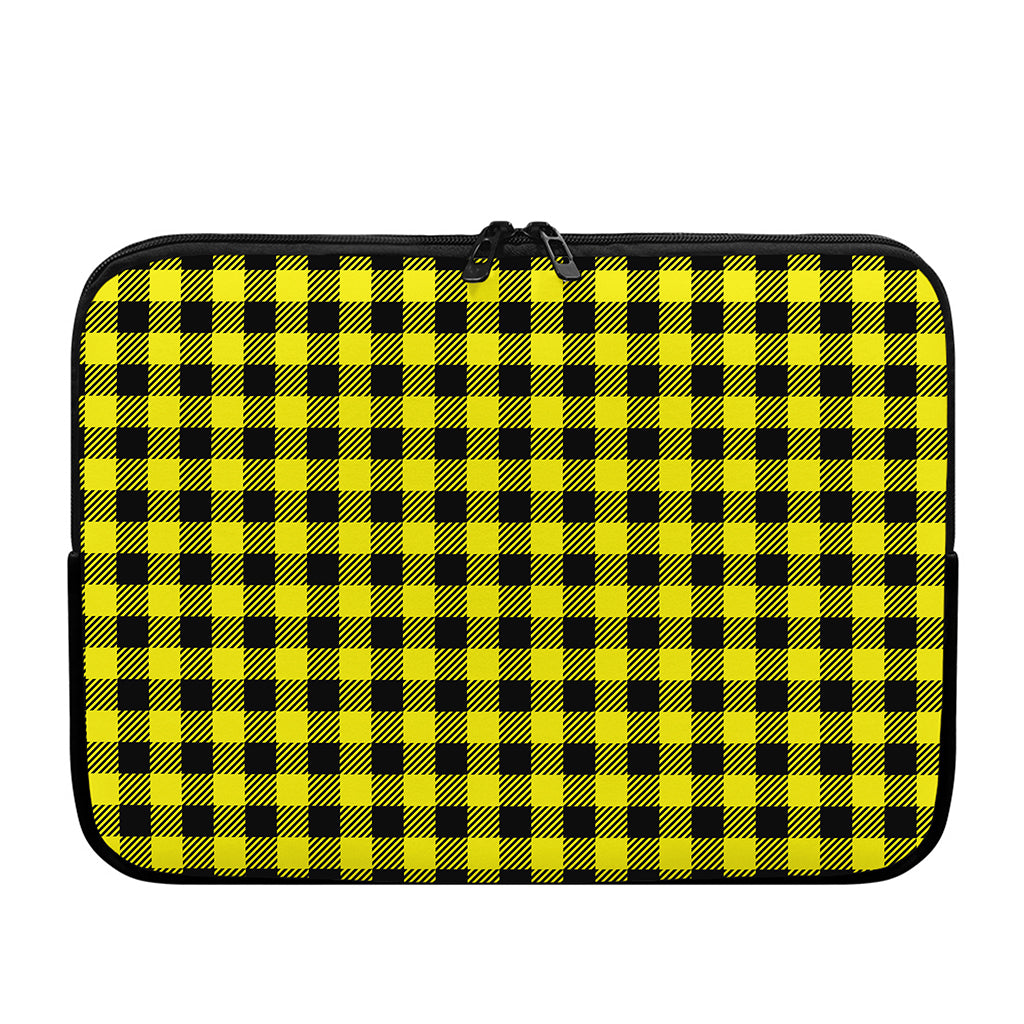 Yellow Buffalo Plaid Print Laptop Sleeve