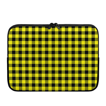 Yellow Buffalo Plaid Print Laptop Sleeve