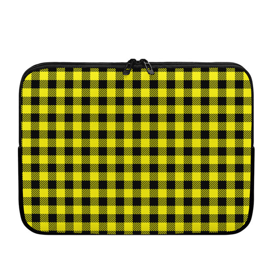 Yellow Buffalo Plaid Print Laptop Sleeve
