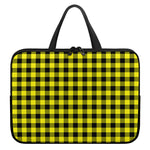 Yellow Buffalo Plaid Print Laptop Sleeve With Handle