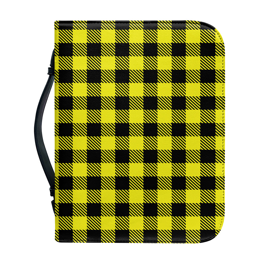 Yellow Buffalo Plaid Print Leather Bible Cover