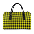 Yellow Buffalo Plaid Print Leather Duffel Bag