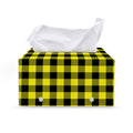 Yellow Buffalo Plaid Print Leather Tissue Box Cover
